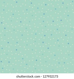 Seamless pattern with tiny stars on retro texture. Vector background.