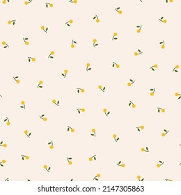 Seamless pattern with tiny yellow flowers