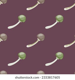 Seamless pattern with toadstool mushrooms. Magical fly agaric wallpaper. Design for printing, textile, fabric, fashion, interior, wrapping paper. Vector illustration
