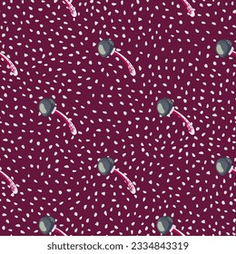 Seamless pattern with toadstool mushrooms. Magical fly agaric wallpaper. Design for printing, textile, fabric, fashion, interior, wrapping paper. Vector illustration
