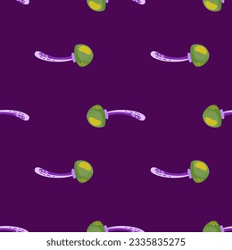 Seamless pattern with toadstool mushrooms. Magical fly agaric wallpaper. Design for printing, textile, fabric, fashion, interior, wrapping paper. Vector illustration