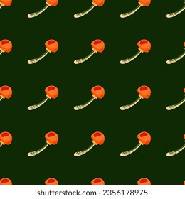 Seamless pattern with toadstool mushrooms. Magical fly agaric wallpaper. Design for printing, textile, fabric, fashion, interior, wrapping paper. Vector illustration