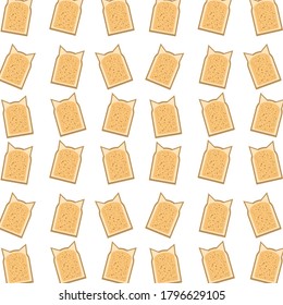 
Seamless pattern toast shaped cat on white background food for kids vector illustration