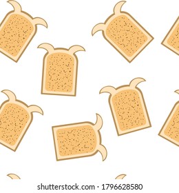 Patrón sin soldadura perros con forma de tostada en alimentos de fondo blanco para niños ilustración vectorial