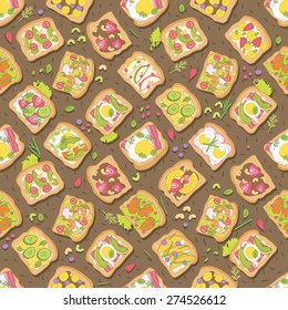 seamless pattern with toasts. Breakfast tile background.