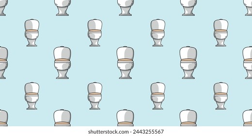 Seamless pattern with toilet bowl with closed lid front view doodle vector