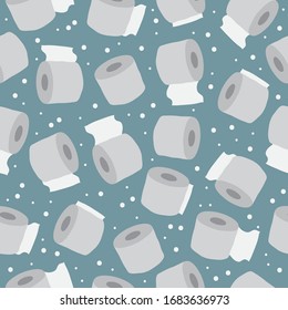 Seamless pattern with toilet paper. Coronavirus panic. COVID-19 conceptual vector illustration.  Design element for fabric. Banner, wallpaper, wrapping paper.