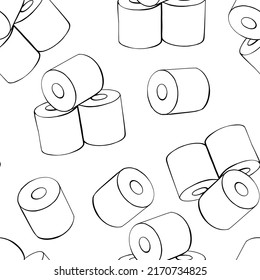 Patrón sin brillo con papel higiénico sobre fondo blanco. Ilustración del vector 