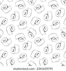 Seamless pattern with toilet paper on a white background. Vector illustration 