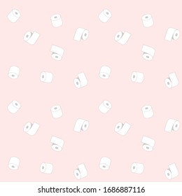 Patrón transparente, arte vectorial, papel higiénico rollo en el fondo rosa