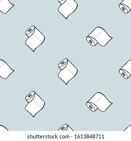 Seamless pattern with toilet paper rolls in cartoon style. Vector illustration