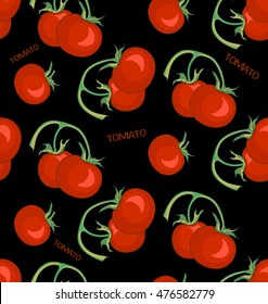 Seamless pattern with tomato on the background. Vector illustration.