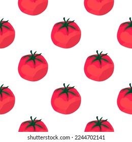 Seamless pattern with tomato. Organic vegetable wallpaper. Decorative backdrop for fabric design, textile print, kitchen textiles, wrapping, cover. Doodle vector illustration