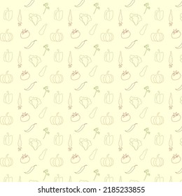 Seamless pattern with tomato, parsley, carrot, pepper.