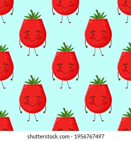 Seamless pattern tomato shaped patch pocket. C Design element.