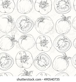 Seamless pattern with tomato. Vector illustration for your design