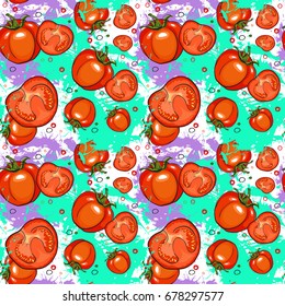 Ilustración de vectores de fondo de ornamento de hormigón de tomate de patrón sin fisuras