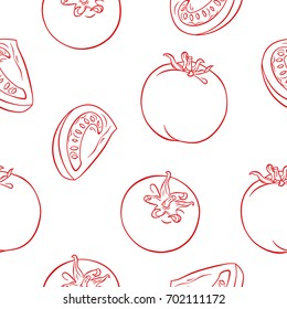 seamless pattern. tomato. white background.