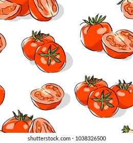 Seamless pattern with tomatoes