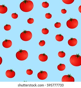 seamless pattern with tomatoes on a blue background