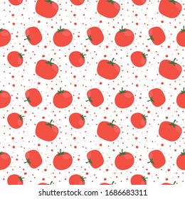 Patrón inoxidable con tomates de fondo blanco. Ilustración vectorial.
