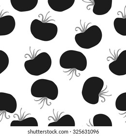 Seamless    pattern  of tomatoes,  spots, leaves . Hand drawn.