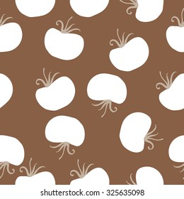 Seamless    pattern  of tomatoes,  spots, leaves . Hand drawn.