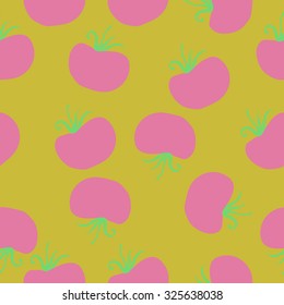Seamless    pattern  of tomatoes,  spots, leaves . Hand drawn.