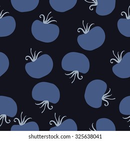 Seamless    pattern  of tomatoes,  spots, leaves . Hand drawn.