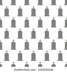 Seamless pattern with tombstone on white background, vector illustration