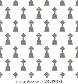 Seamless pattern with tombstone on white background, vector illustration