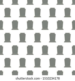Seamless pattern with tombstone on white background, vector illustration