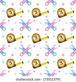 Seamless pattern with tool, Vector texture illustration.