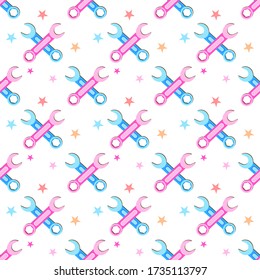 Seamless pattern with tool, Vector texture illustration.