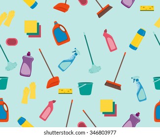 Seamless pattern tools for cleaning. Vector illustration