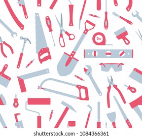 Seamless pattern of Tools isolated on white background