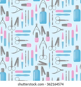 Seamless pattern with tools for manicure. Vector illustration