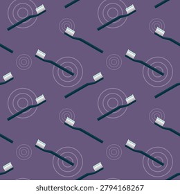 seamless pattern tooth brush teeth object on purple background vector wallpaper textile giftwrap fabric