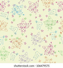 seamless pattern of a tooth fairy