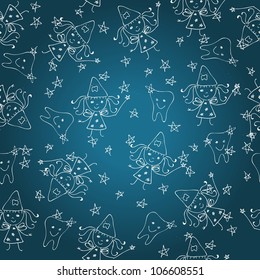 seamless pattern of a tooth fairy