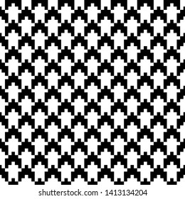 Seamless pattern with toothed chevrons and arrows. Abstract graphic background. Black and white geometric texture.