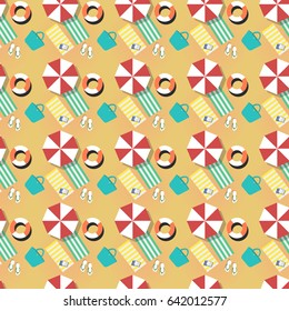 Seamless pattern of top view of beach in summer holidays concept. Vector