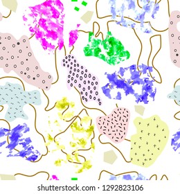 Seamless pattern topographic map. Abstract figure spots. Geometric line figures. Template for printing on fabric or paper.