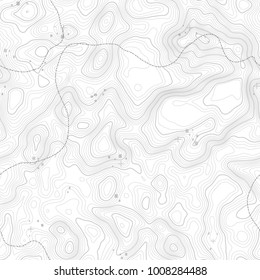 Seamless pattern. Topographic map background with space for copy Seamless texture. Line topography map contour background , geographic grid . Mountain hiking trail over terrain .