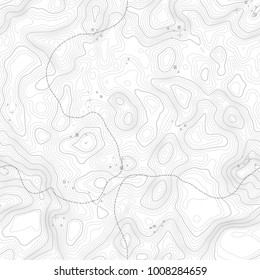 Seamless pattern. Topographic map background with space for copy Seamless texture. Line topography map contour background , geographic grid . Mountain hiking trail over terrain .