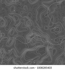 Seamless pattern. Topographic map background with space for copy Seamless texture. Line topography map contour background , geographic grid . Mountain hiking trail over terrain .