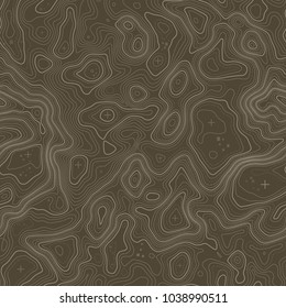 Seamless pattern. Topographic map background with space for copy Seamless texture. Line topography map contour background , geographic grid . Mountain hiking trail over terrain .