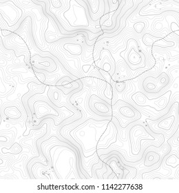 Seamless pattern. Topographic map background with space for copy Seamless texture. Line topography map contour background , geographic grid . Mountain hiking trail over terrain .