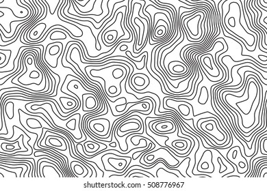 Seamless pattern topographic map background. Vector illustration. Detailed topographic map. Thin line design.