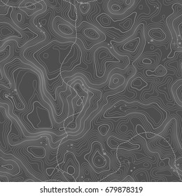 Seamless pattern. Topographic map background with space for copy Seamless texture. Line topography map contour background , geographic grid . Mountain hiking trail over terrain .